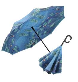 RainCaper Monet Water Lilies reverse inverted umbrella – Hands-free, windproof design