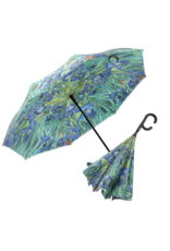 RainCaper Van Gogh Irises reverse inverted umbrella – Hands-free, windproof design