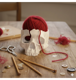 Skull Yarn Bowl (Bone White) - Loops and Layers