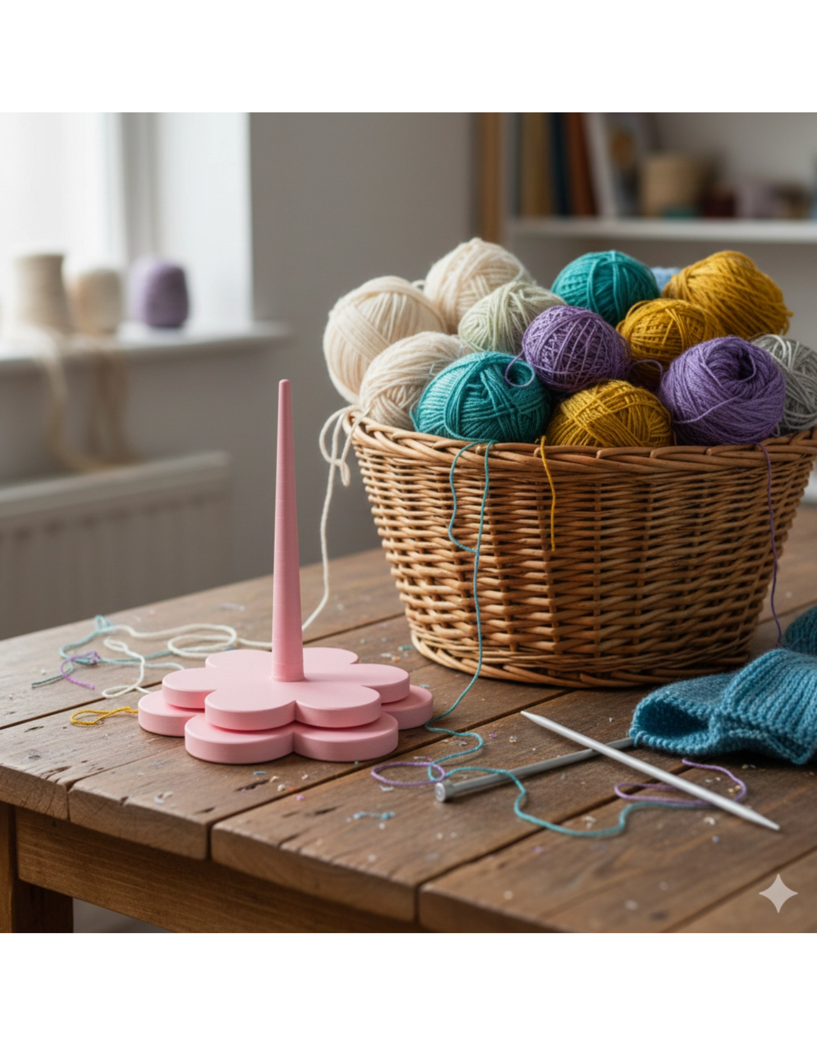 Yarn Spinner with Flower Base (Light Pink)- Loops and Layers