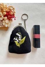 Quince Fables Floral Embroidered Keychain Pouch - Lily of the Valley - Quince Fables