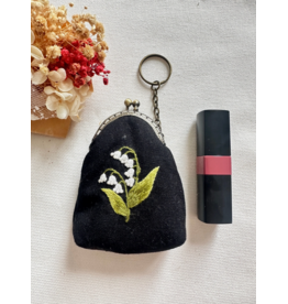 Quince Fables Floral Embroidered Keychain Pouch - Lily of the Valley - Quince Fables