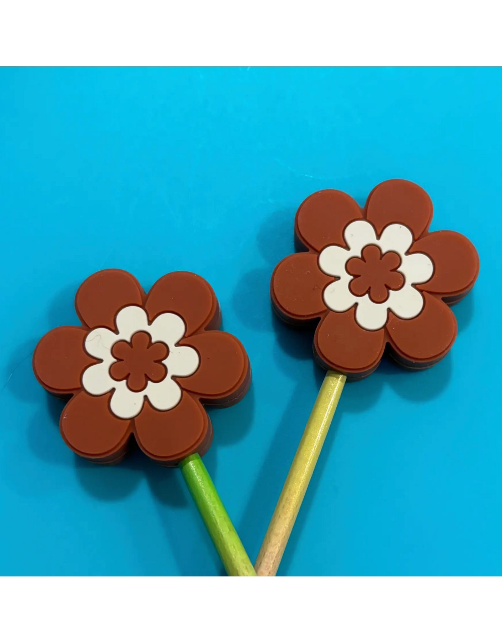 Comma Craft Co Stitch Stoppers - Retro Brown Flowers - Comma Craft Co.
