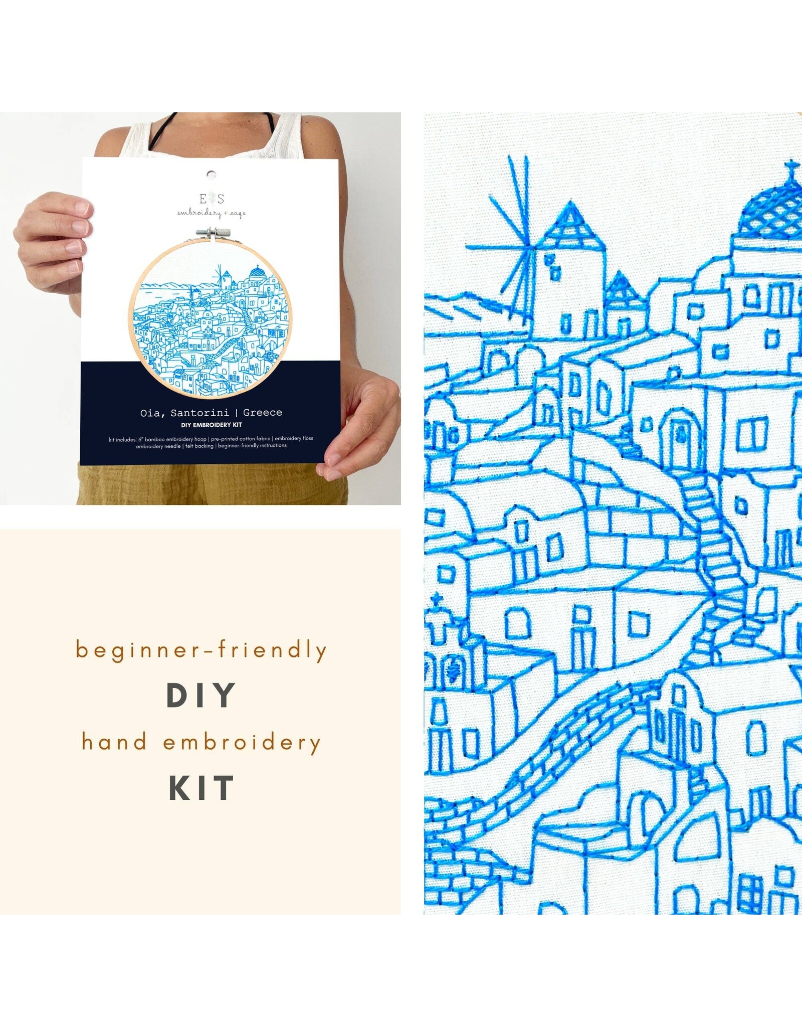 Embroidery & Sage Oia, Santorini | Greece - Embroidery Kit - Embroidery and Sage