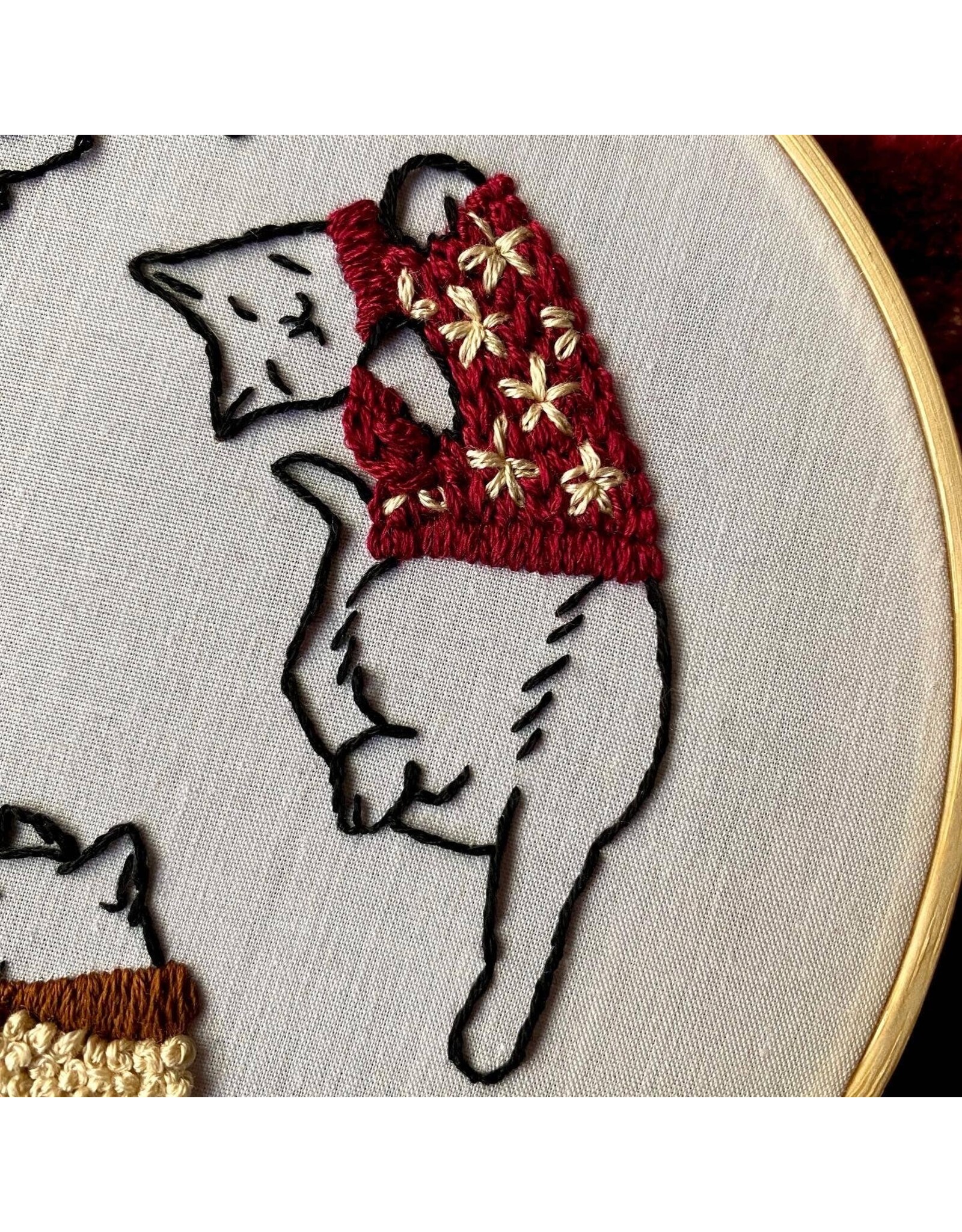 Stitches By Tiff Cozy Sweater Kitties - Craft Diy Embroidery Kit - Stitches By Tiff