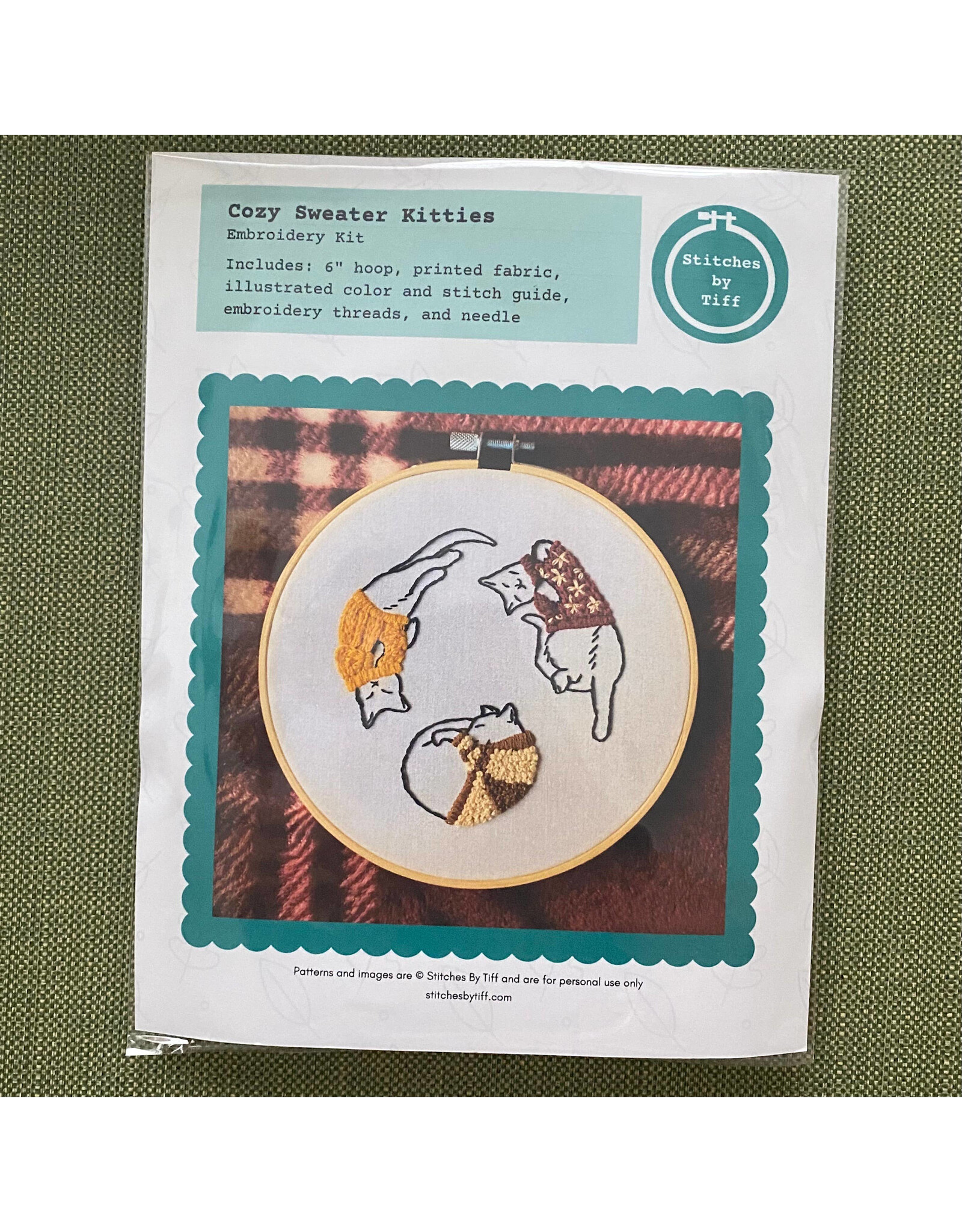 Stitches By Tiff Cozy Sweater Kitties - Craft Diy Embroidery Kit - Stitches By Tiff