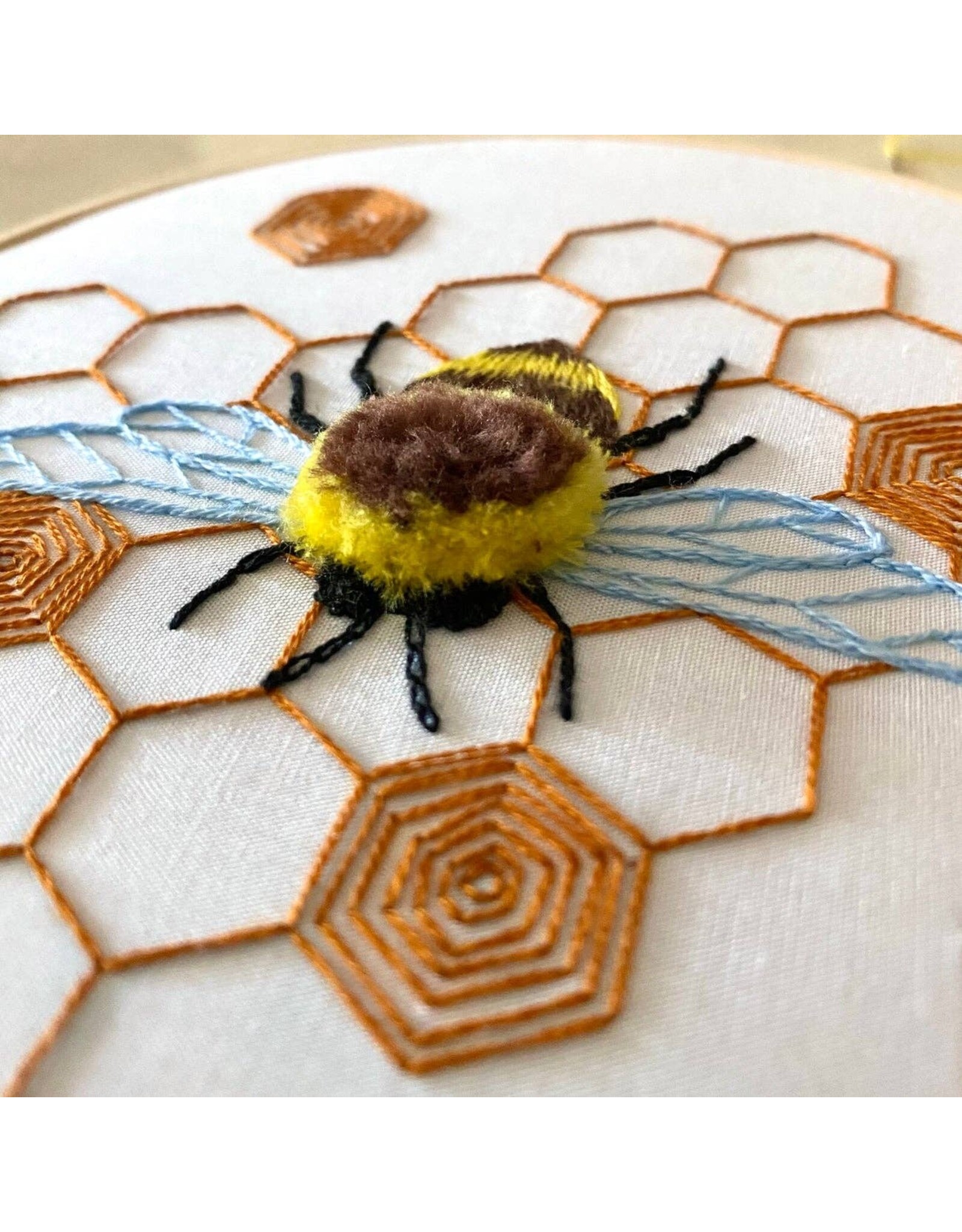 Stitches By Tiff Fuzzy Bumblebee - Craft Diy Embroidery Kit - Stitches By Tiff