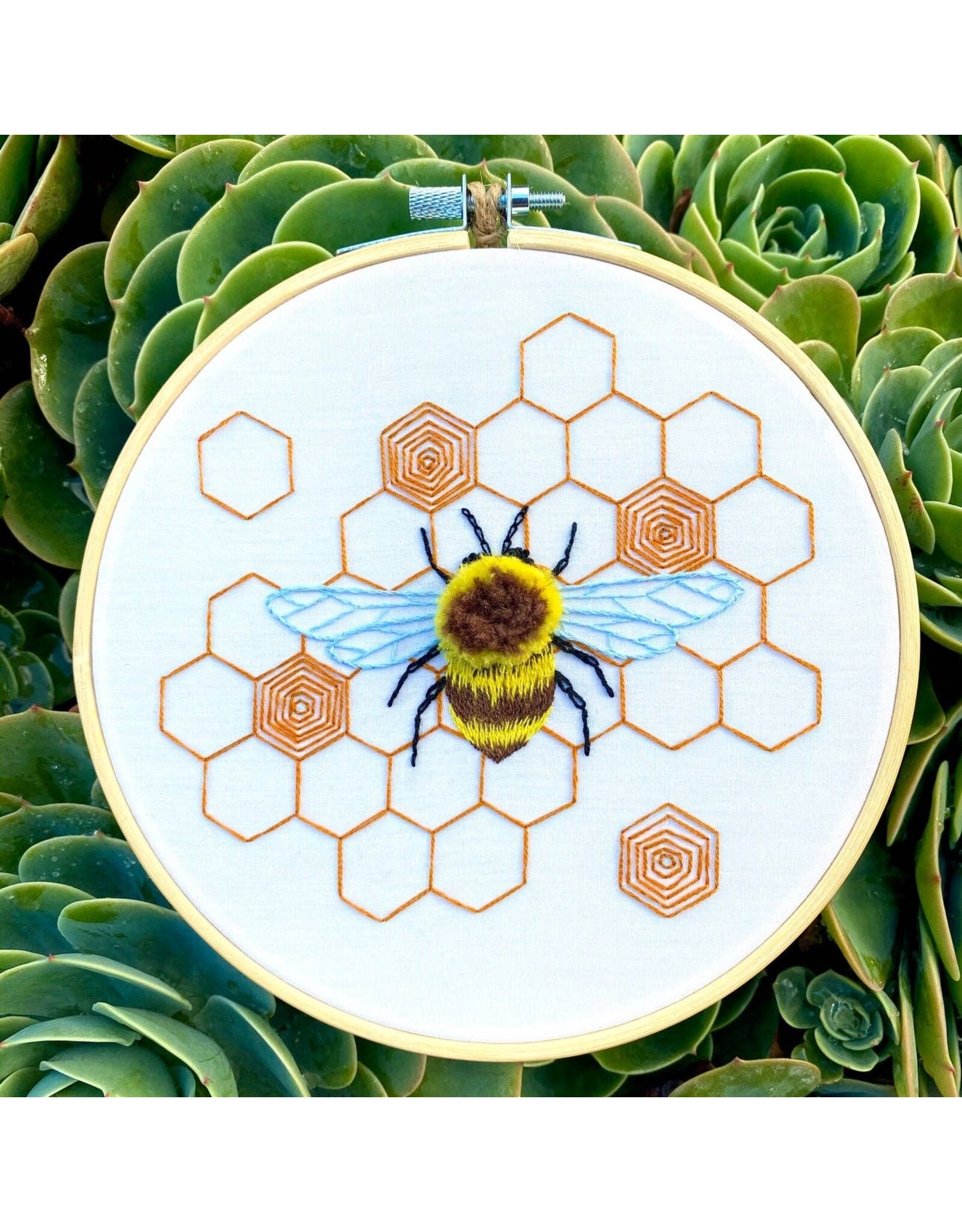 Stitches By Tiff Fuzzy Bumblebee - Craft Diy Embroidery Kit - Stitches By Tiff