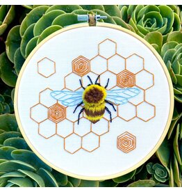 Stitches By Tiff Fuzzy Bumblebee - Craft Diy Embroidery Kit - Stitches By Tiff
