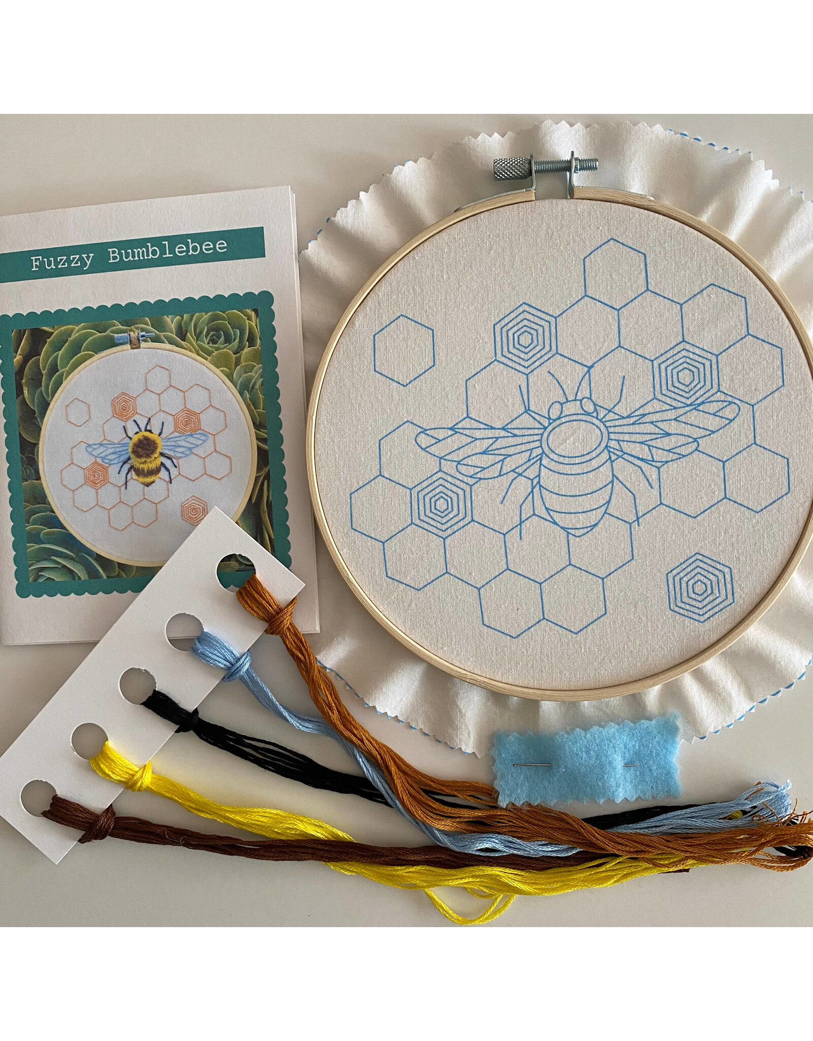 Stitches By Tiff Fuzzy Bumblebee - Craft Diy Embroidery Kit - Stitches By Tiff