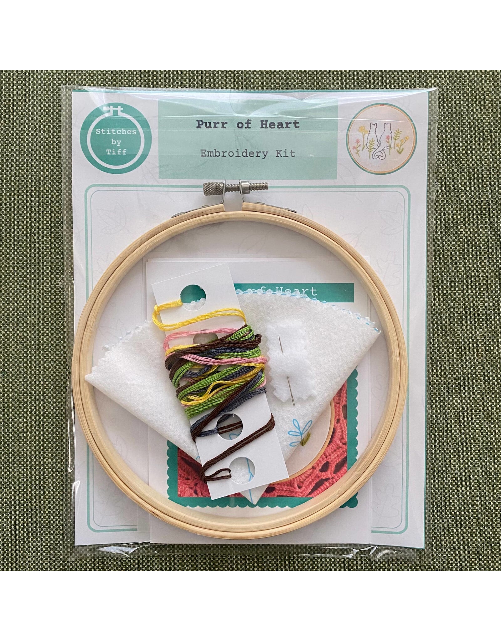 Stitches By Tiff Purr of Heart - Craft Diy Embroidery Kit - Stitches By Tiff