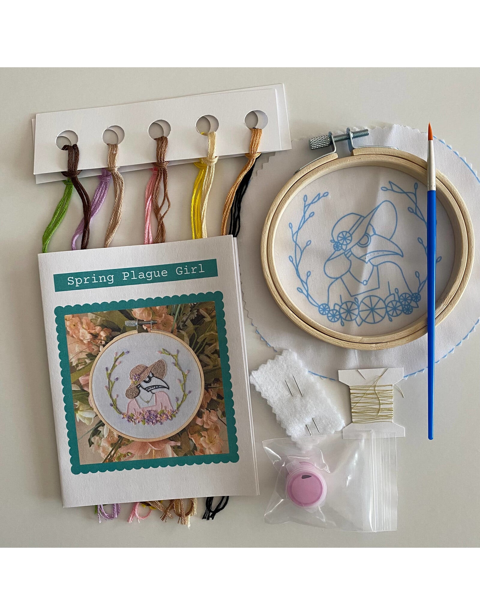 Stitches By Tiff Spring Plague Girl - Craft Diy Embroidery Kit - Stitches By Tiff