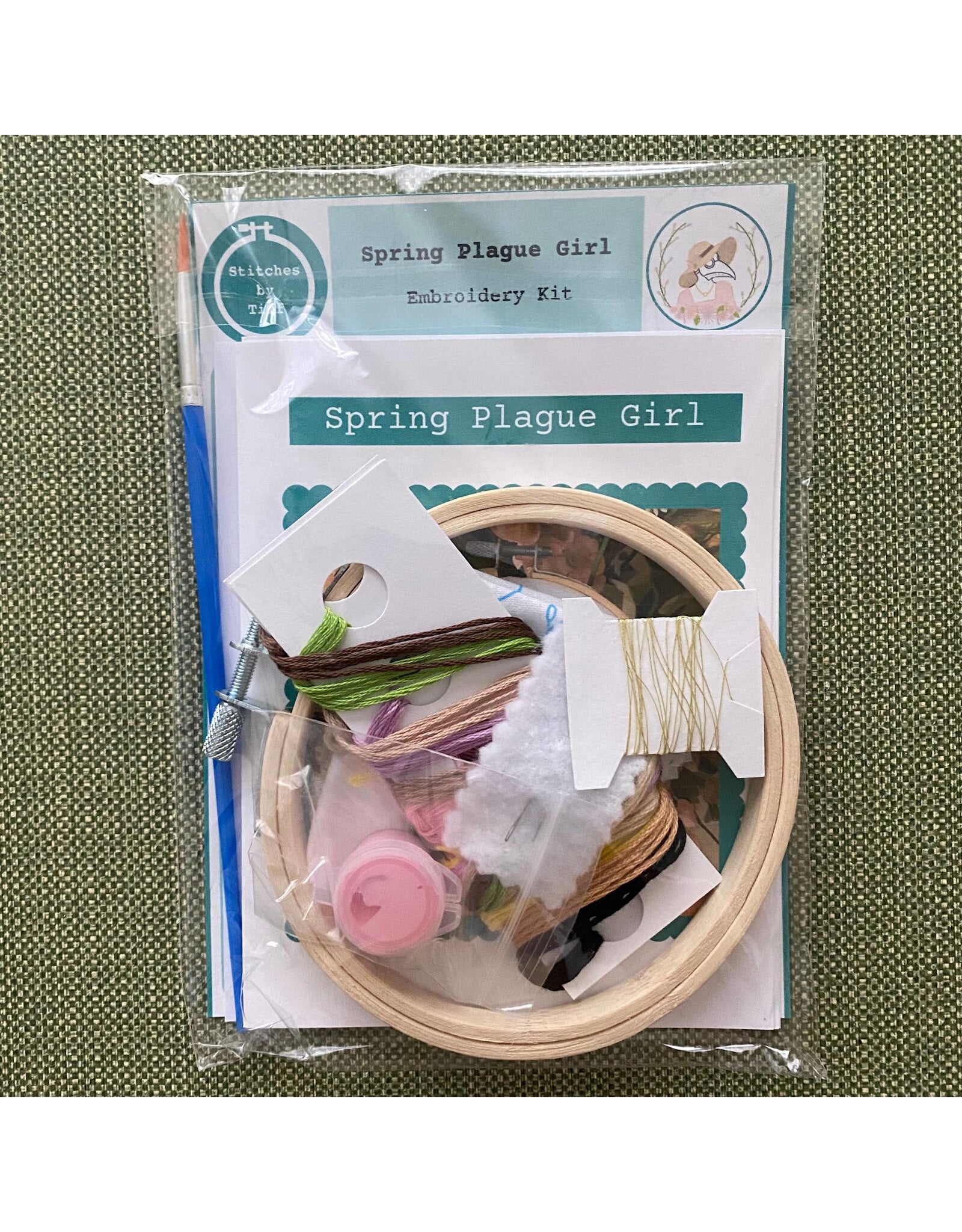 Stitches By Tiff Spring Plague Girl - Craft Diy Embroidery Kit - Stitches By Tiff