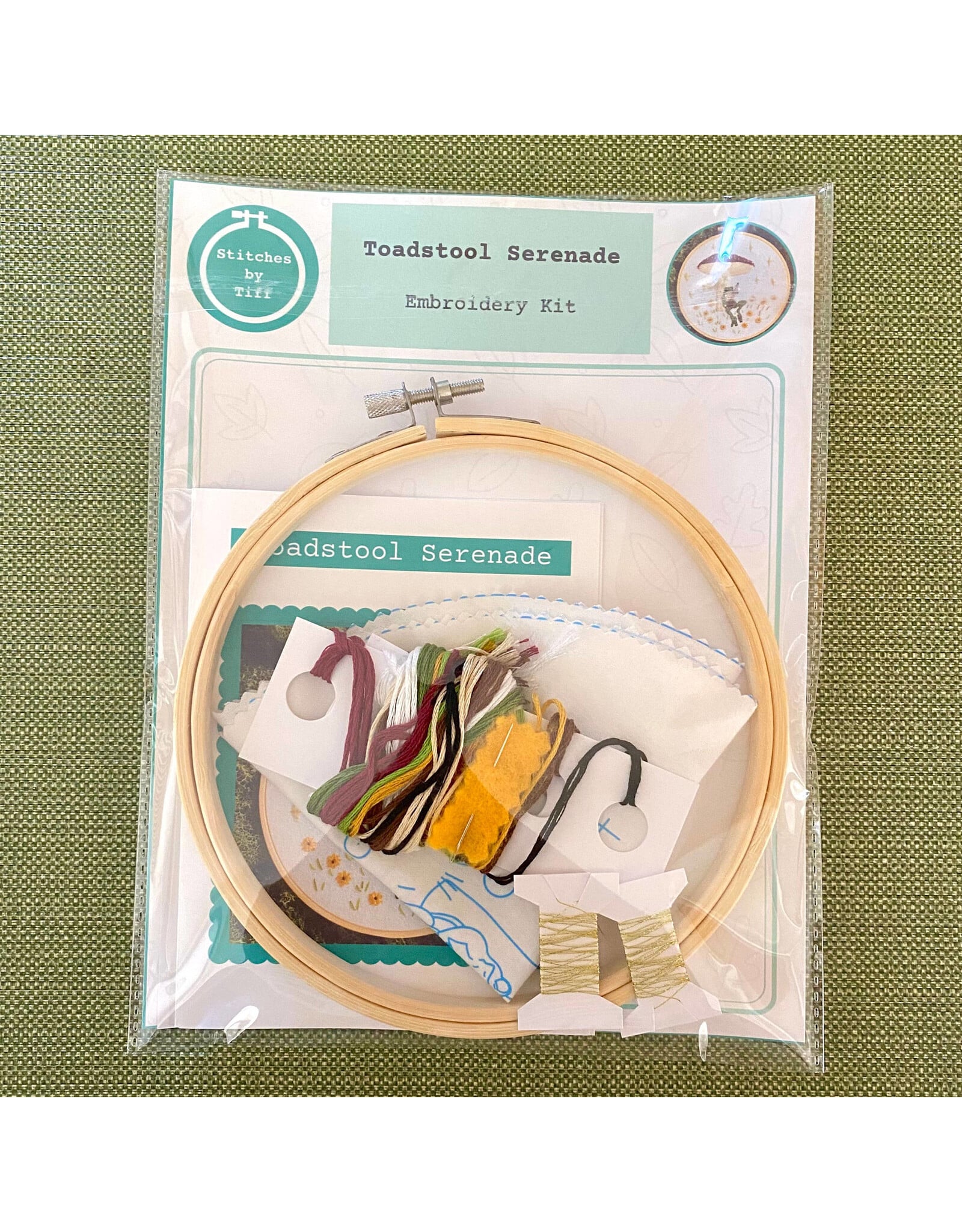 Stitches By Tiff Toadstool Serenade Frog & Mushroom Craft Diy Embroidery Kit - Stitches By Tiff