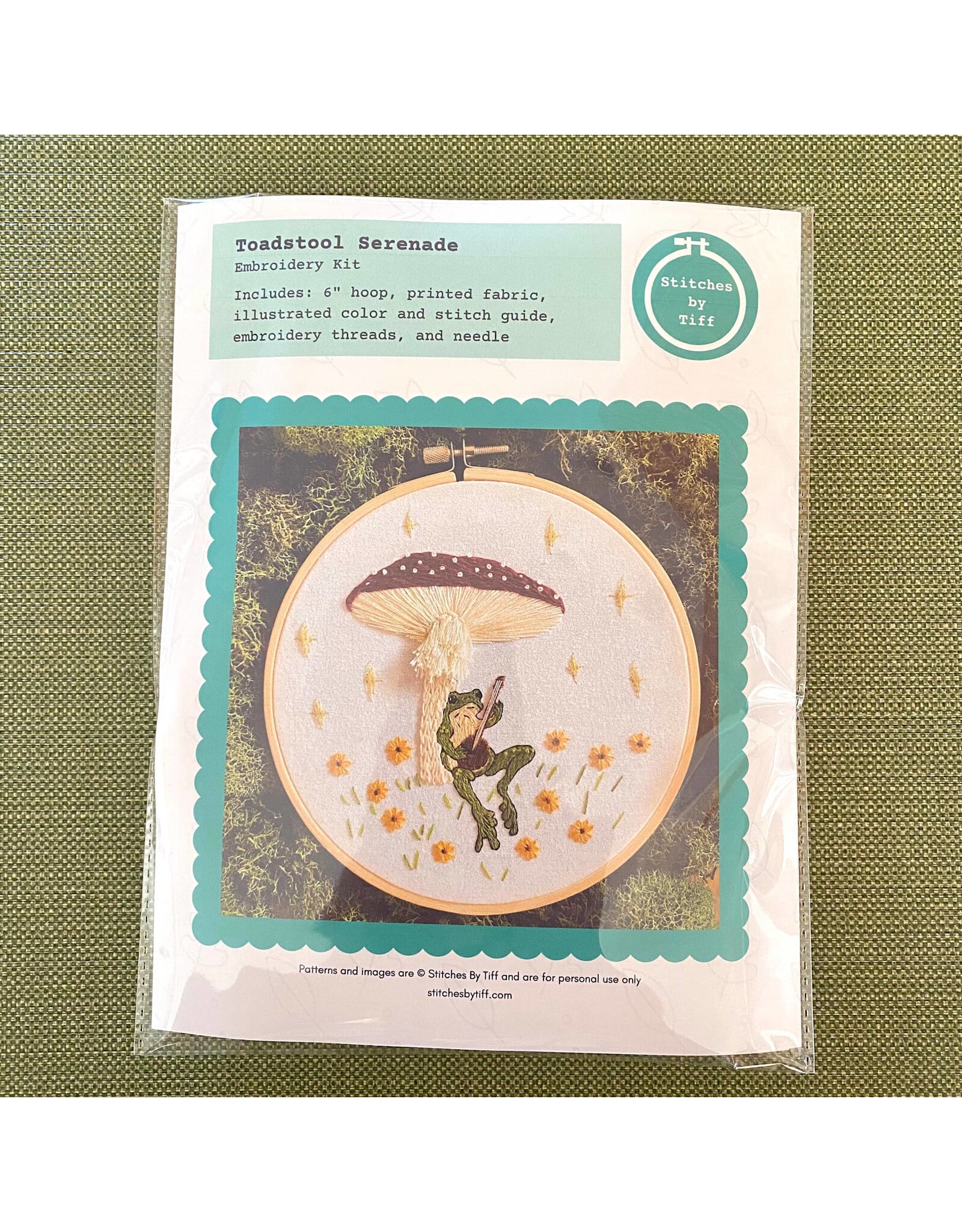 Stitches By Tiff Toadstool Serenade Frog & Mushroom Craft Diy Embroidery Kit - Stitches By Tiff