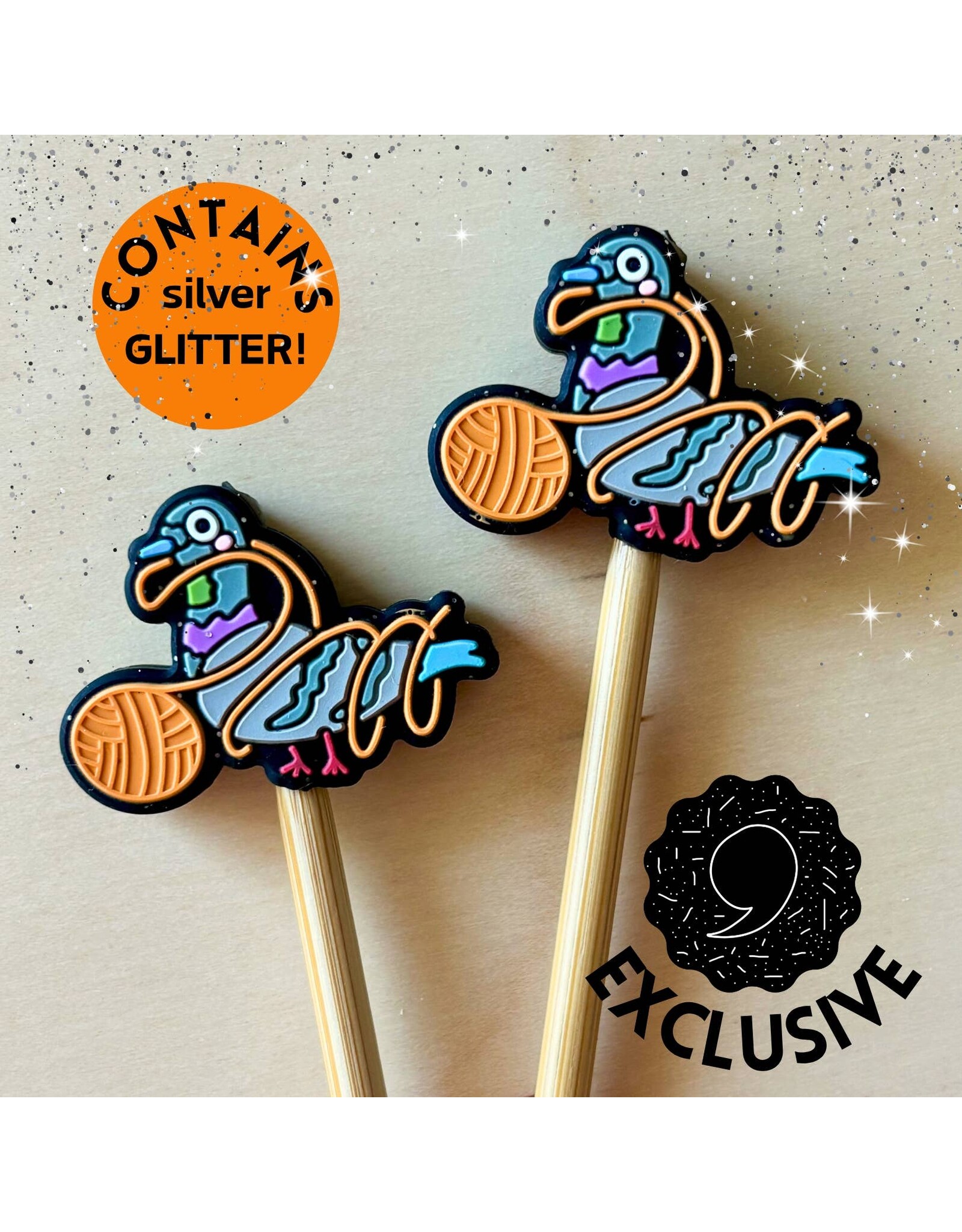 Comma Craft Co Stitch Stoppers - Glitter Pigeon- Comma Craft Co.