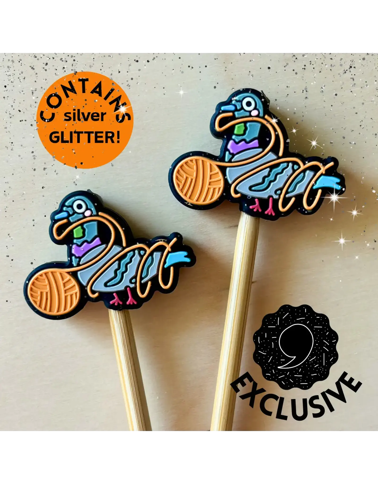 Comma Craft Co Stitch Stoppers - Glitter Pigeon- Comma Craft Co.