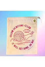 Comma Craft Co ADHD Knitting Club drawstring project bag - Comma Craft Co.