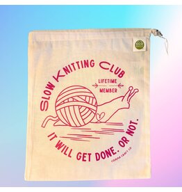 Comma Craft Co ADHD Knitting Club drawstring project bag - Comma Craft Co.
