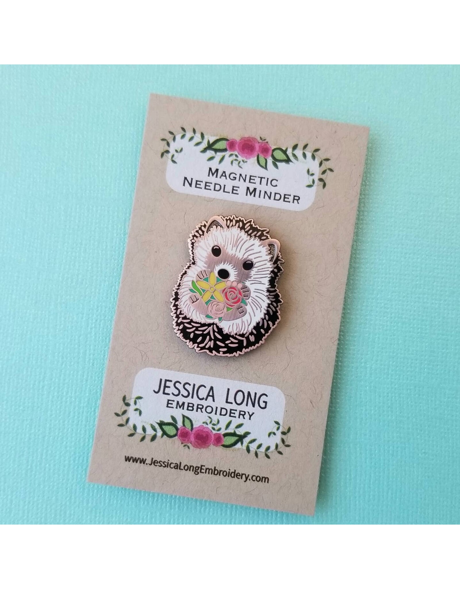 Jessica Long Embroidery Hedgehog Enamel Needle Minder by Jessica Long Embroidery