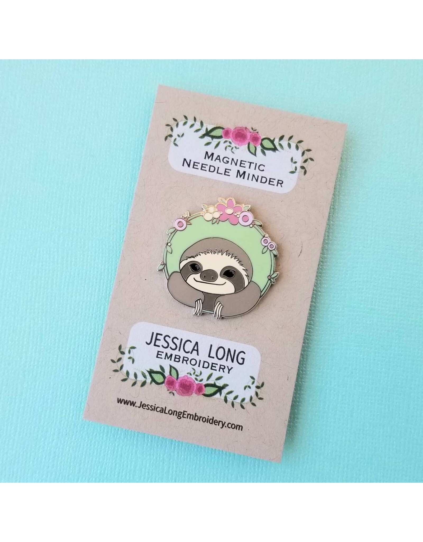 Jessica Long Embroidery Sloth Enamel Needle Minder by Jessica Long Embroidery