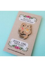 Jessica Long Embroidery Sea Otters Enamel Needle Minder by Jessica Long Embroidery