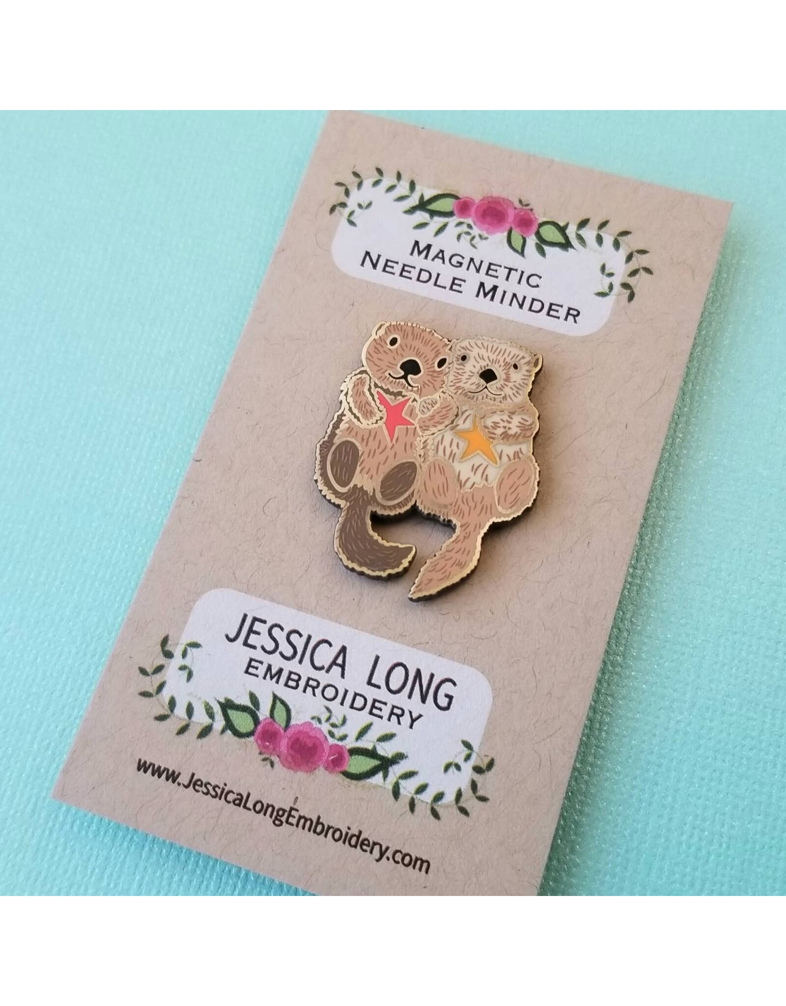 Jessica Long Embroidery Sea Otters Enamel Needle Minder by Jessica Long Embroidery