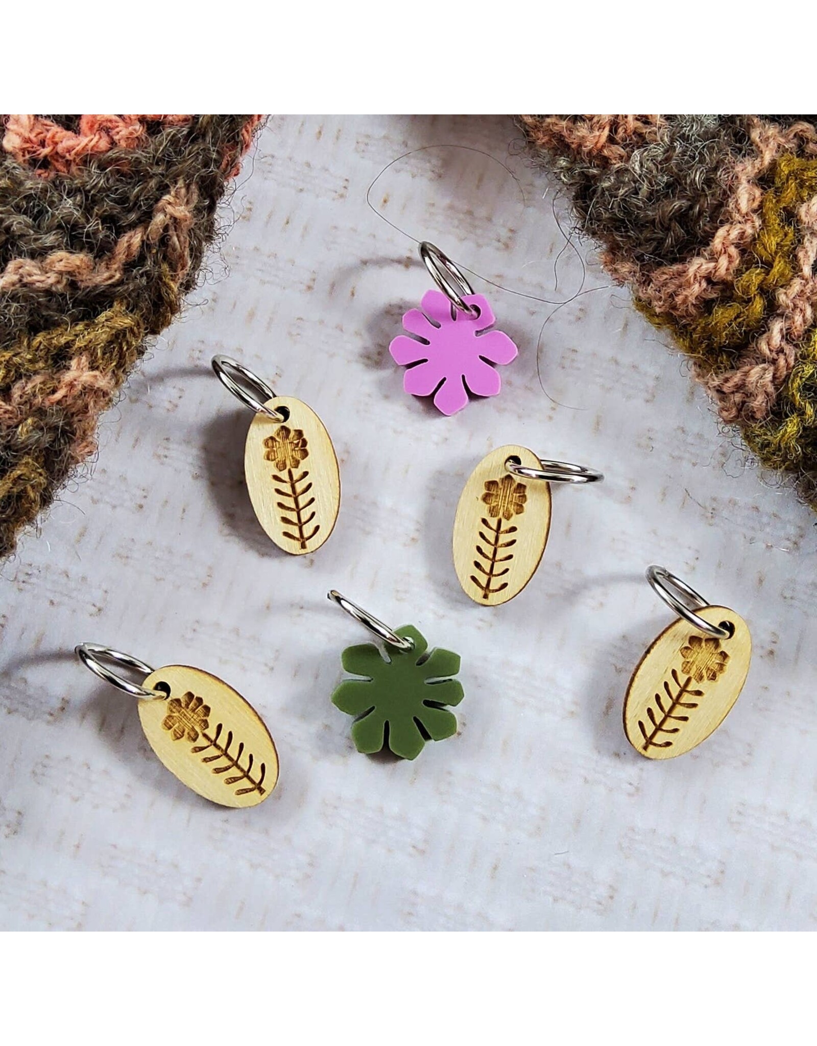 May Flowers Stitch Markers Acrylic Rings by Katrinkles