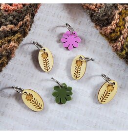 May Flowers Stitch Markers Acrylic Rings by Katrinkles