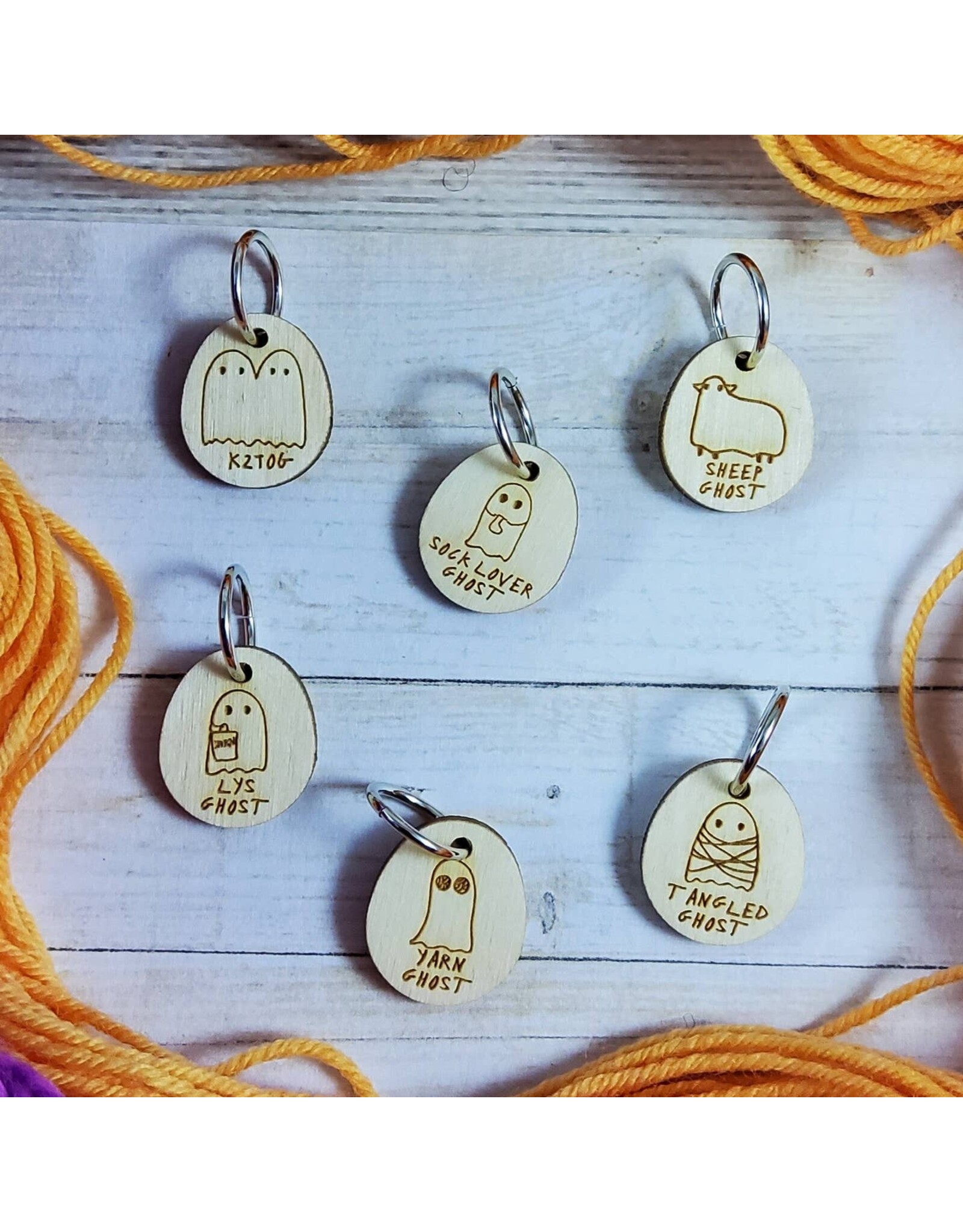 Ghosts Stitch Markers Wood Rings by Katrinkles