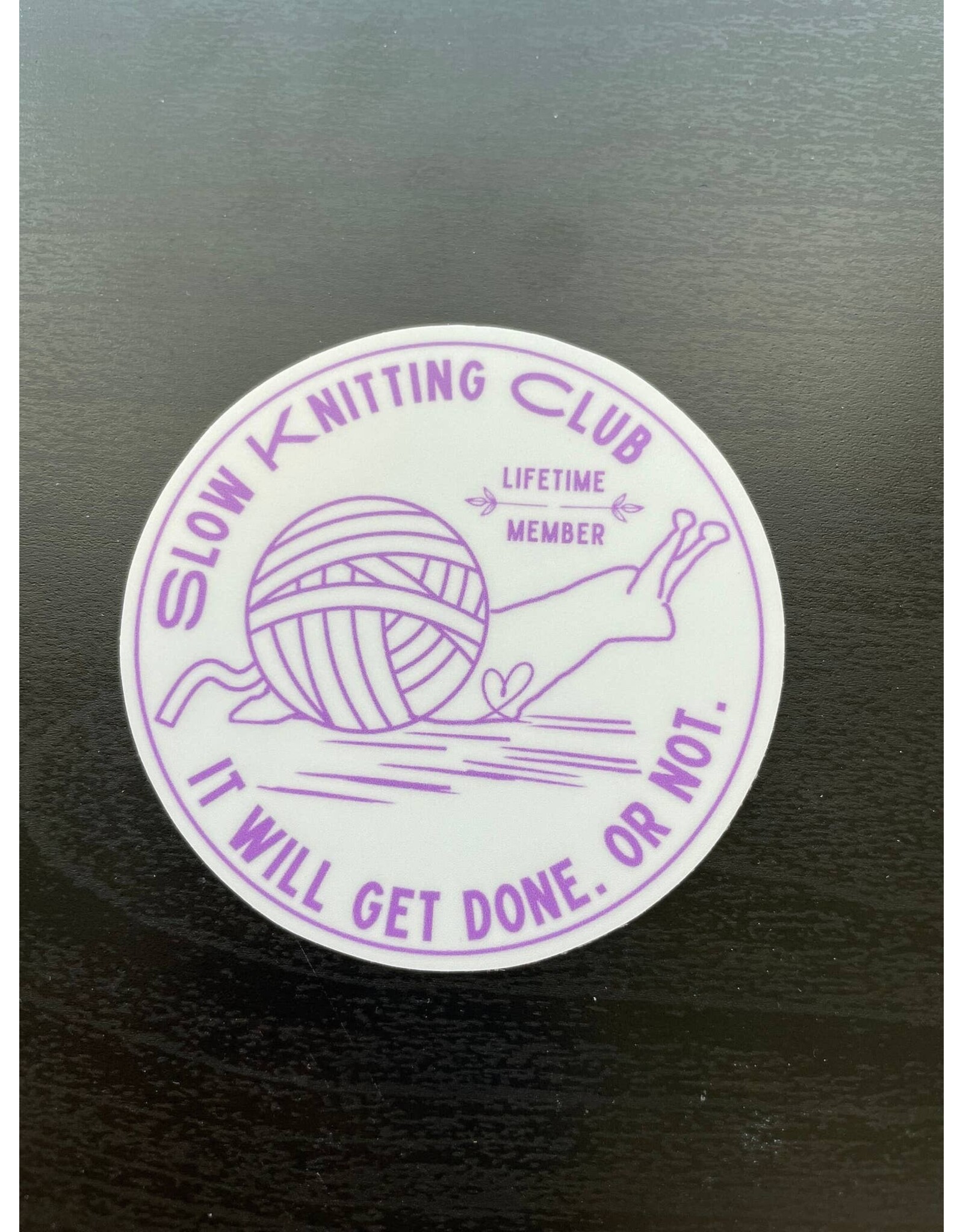 Comma Craft Co Purple Snail Slow Knitting Club Vinyl Sticker