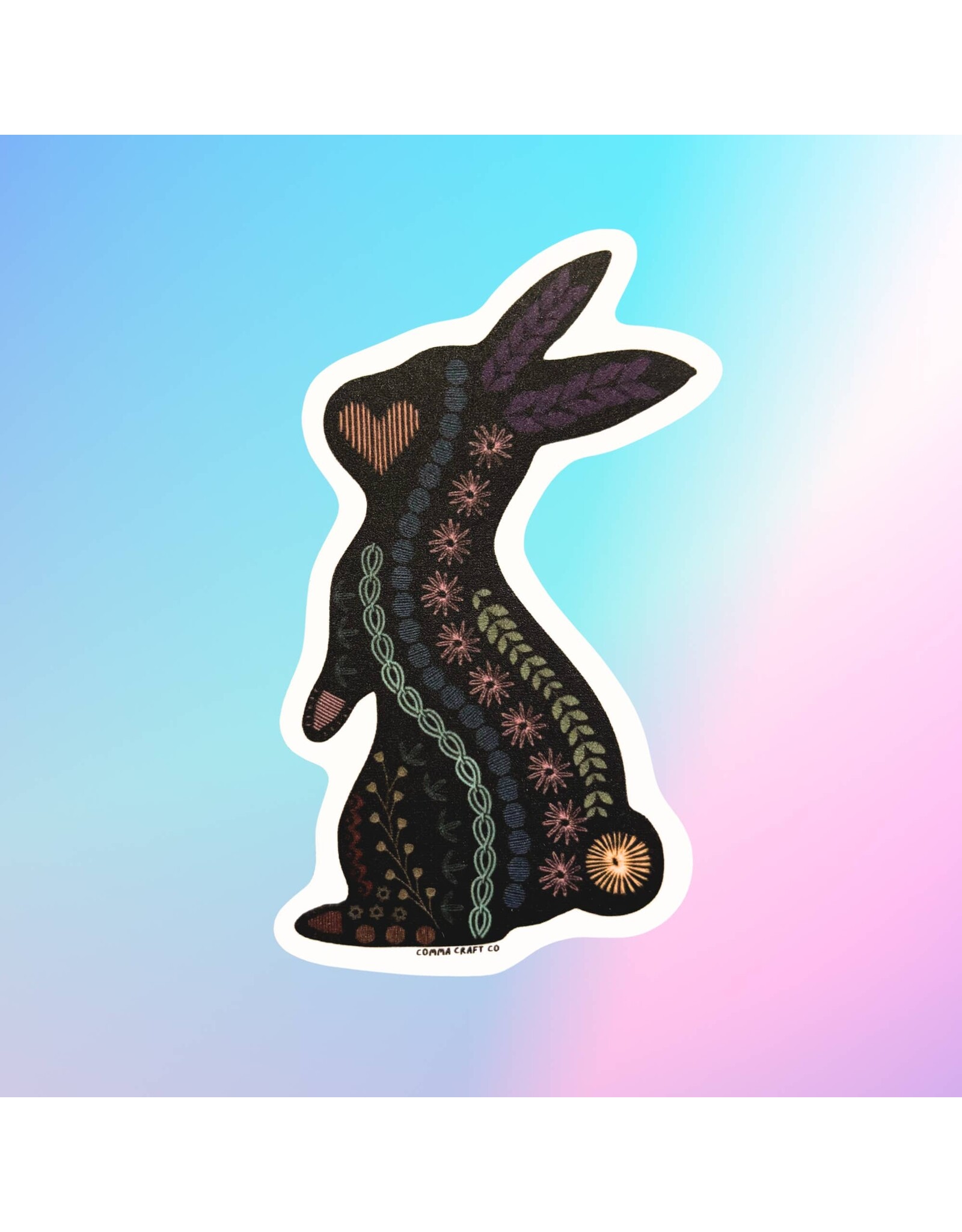 Comma Craft Co Embroidery Bunny Vinyl Sticker