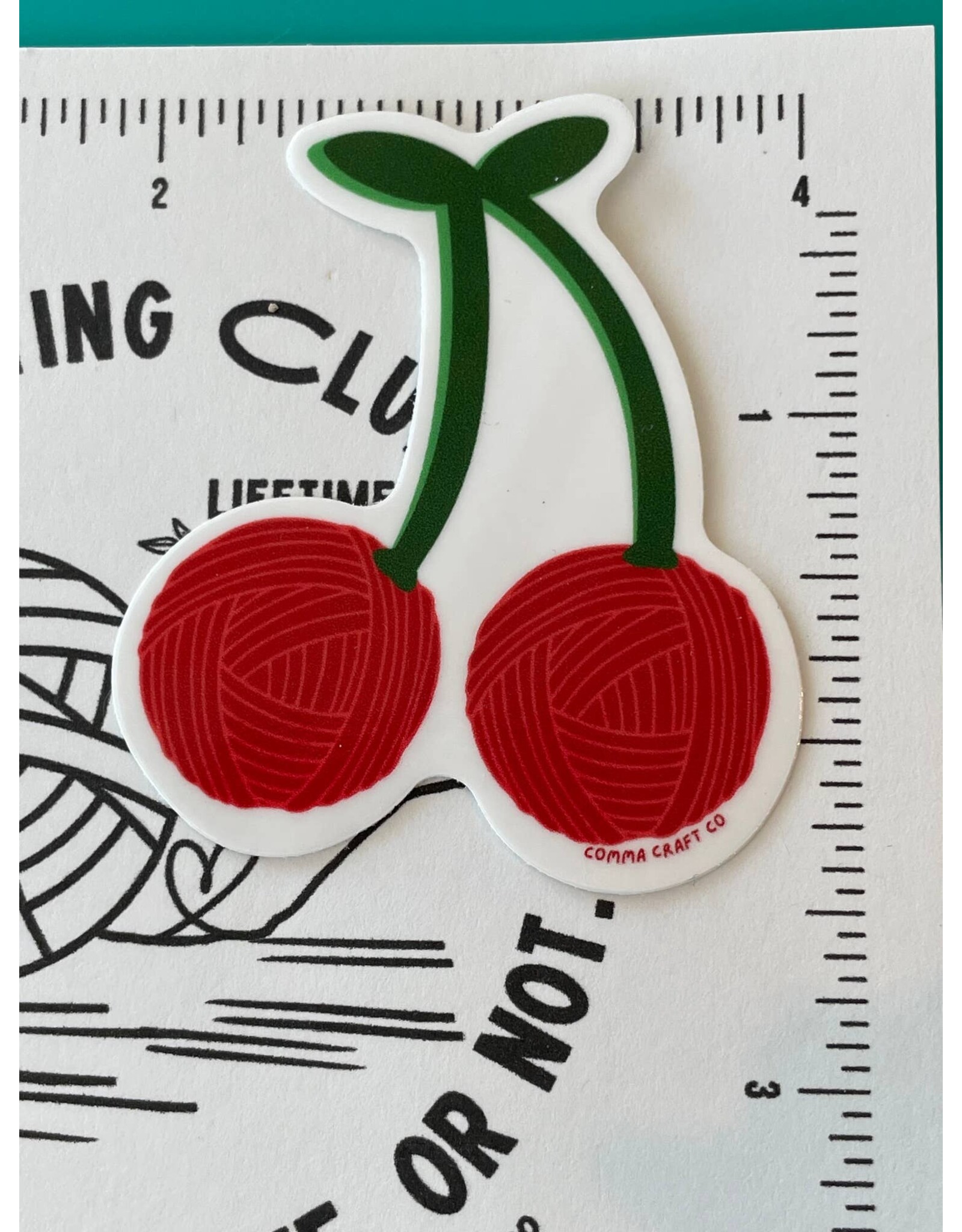 Comma Craft Co Yarn Cherries Vinyl Sticker