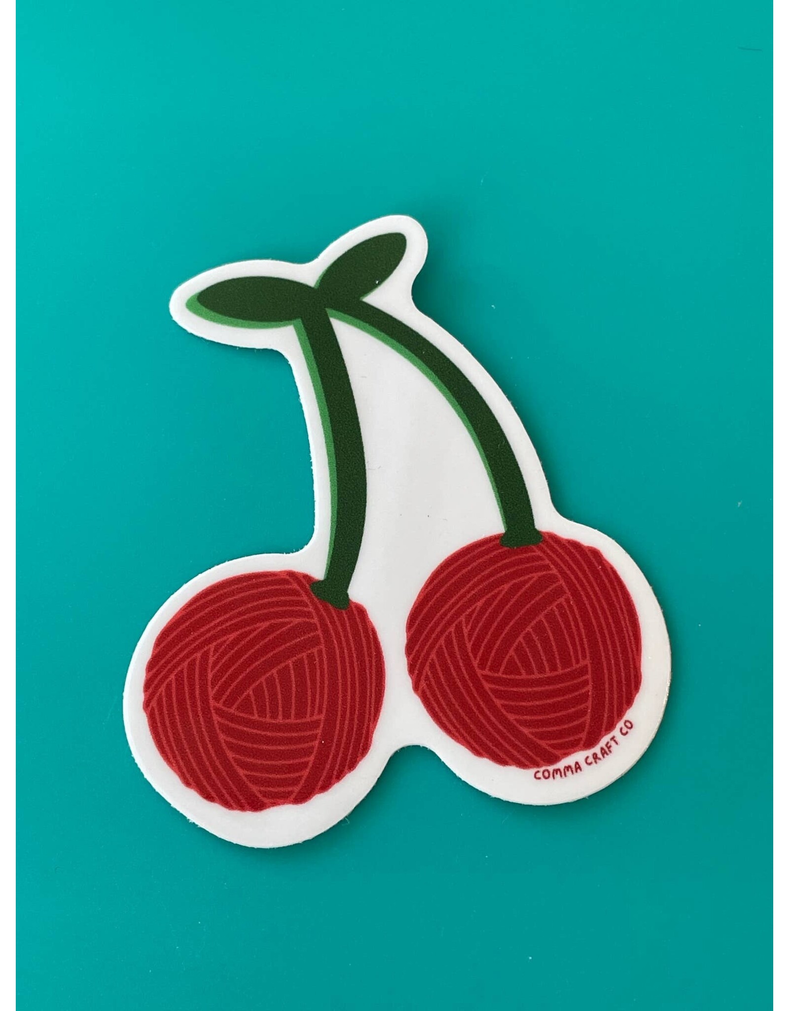 Comma Craft Co Yarn Cherries Vinyl Sticker