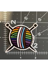 Comma Craft Co Pride Yarn Ball and Needles Vinyl Sticker