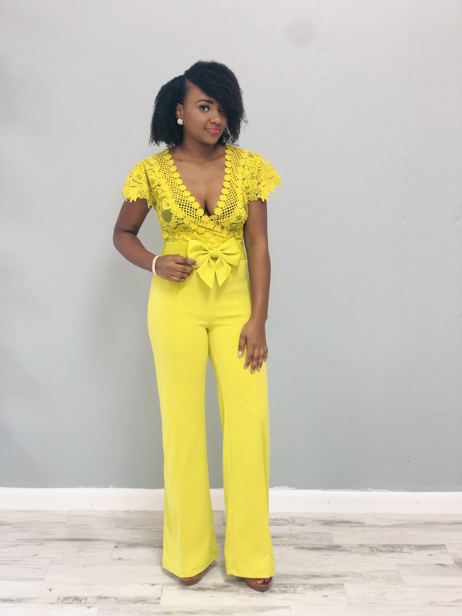 yellow lace jumpsuit
