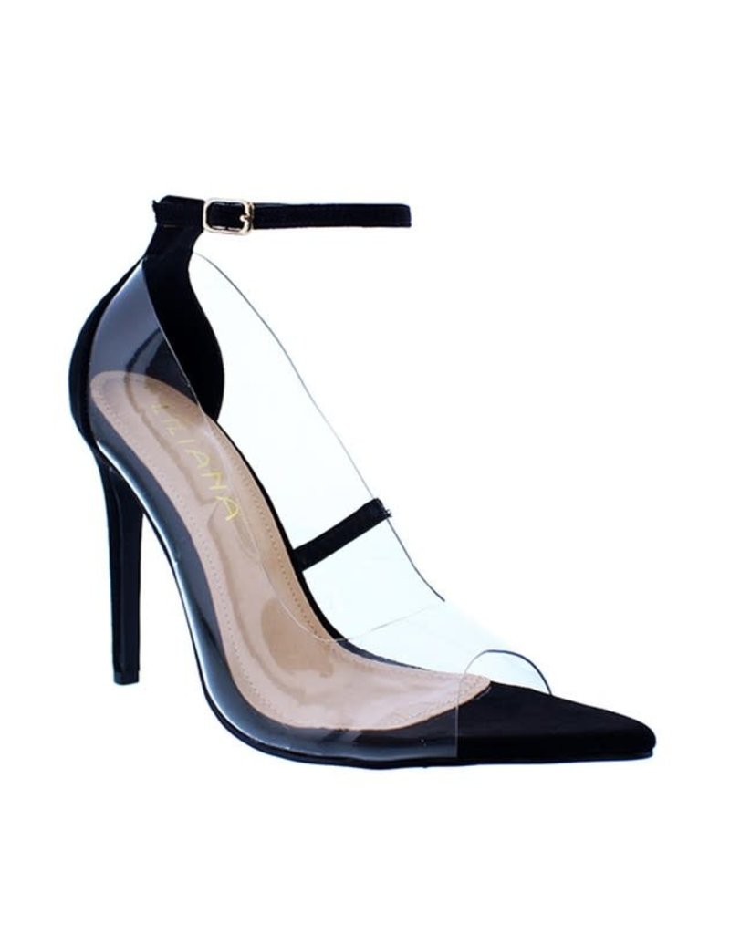 black and clear pumps