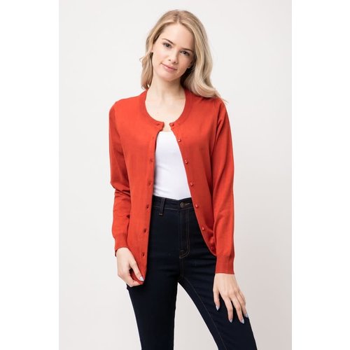 Rust Round Neck Cardigan Rust Round Neck Cardigan