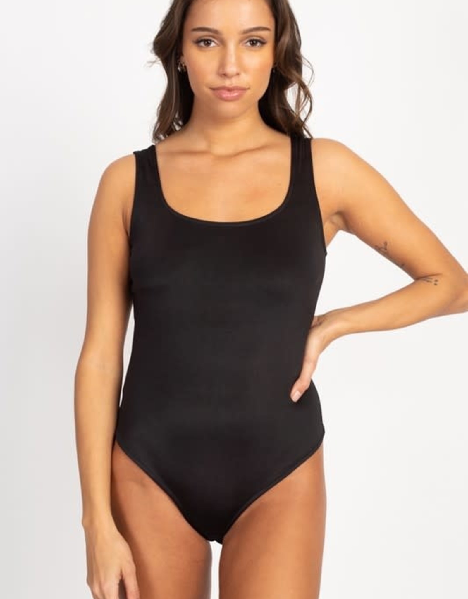 black satin bodysuit