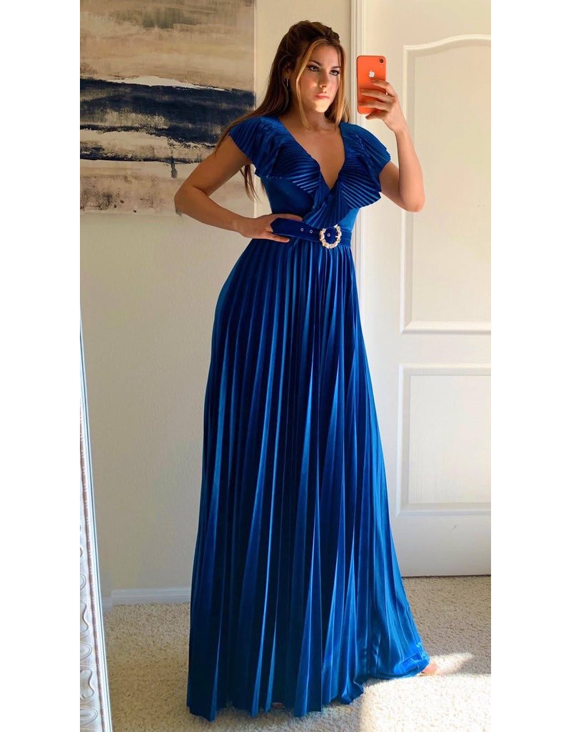 royal blue velvet maxi dress