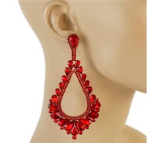 Royal Tiers Earrings - Red