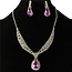 Tie It Down Rhinestone Necklace Set - Purple