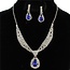 Tie It Down Rhinestone Necklace Set - Royal Blue