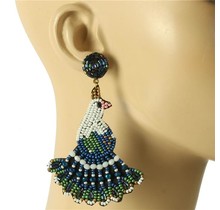 Peacock Sings Beaded Earrings