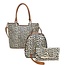 Cheetah Smiles 3 Pc Handbag Set - Brown