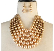 Pretty In Pearls Necklace Set - Gold