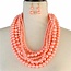 Layered Beauty Pearl Necklace Set - Peach
