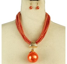 Make The Drop Pearl Necklace Set - Orange