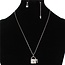 Under Lock & Key Stainless Steel Necklace Set - Silver