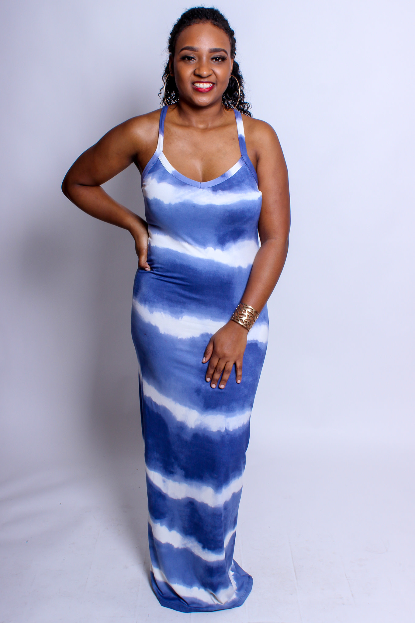 navy blue tie dye maxi dress